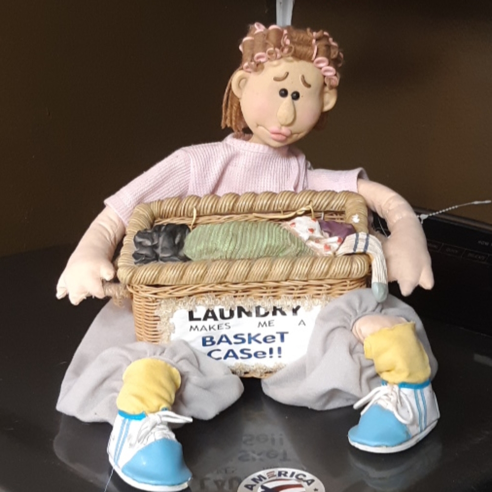 Laundry Doll Housework Basket Woman humor Home accent